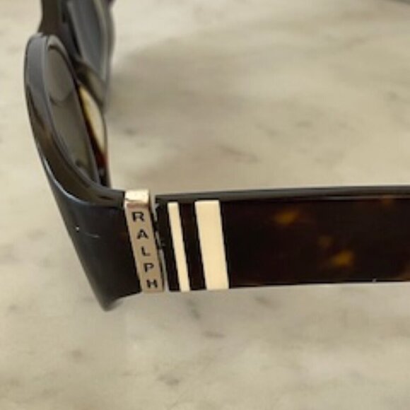 RALPH LAUREN Tortoiseshell Sunglasses Ivory Ribbon Mongram Temple 7585/S - Picture 8 of 16